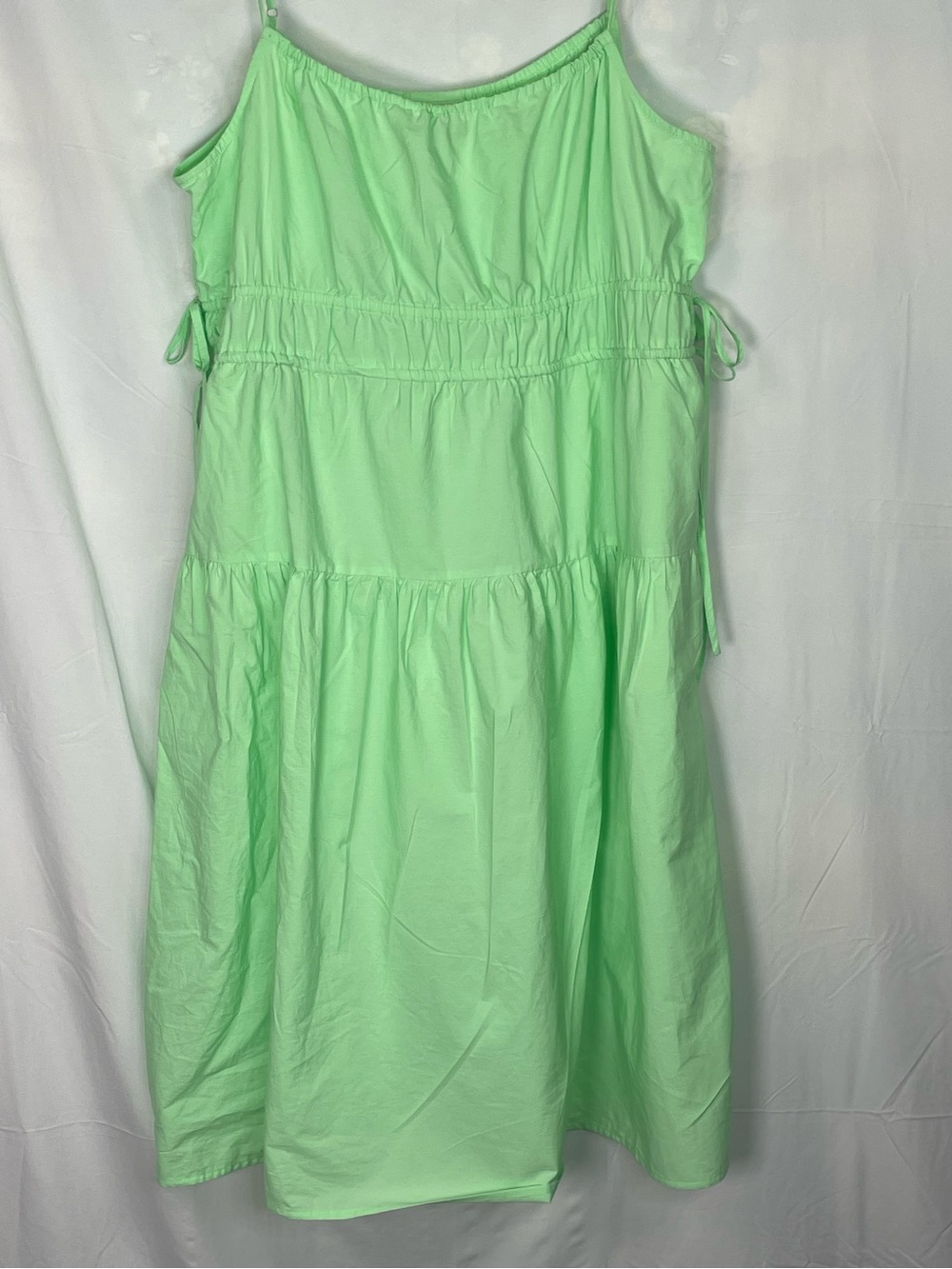 Light Green Tiered Spaghetti Strap Midi Dress